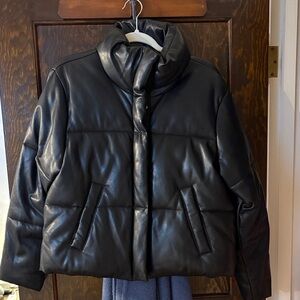 Abercrombie and Fitch fox leather puffer jacket